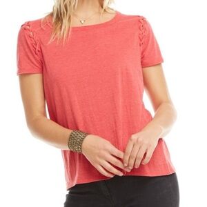 Chaser Shoulder Lace Red Burnout T-shirt